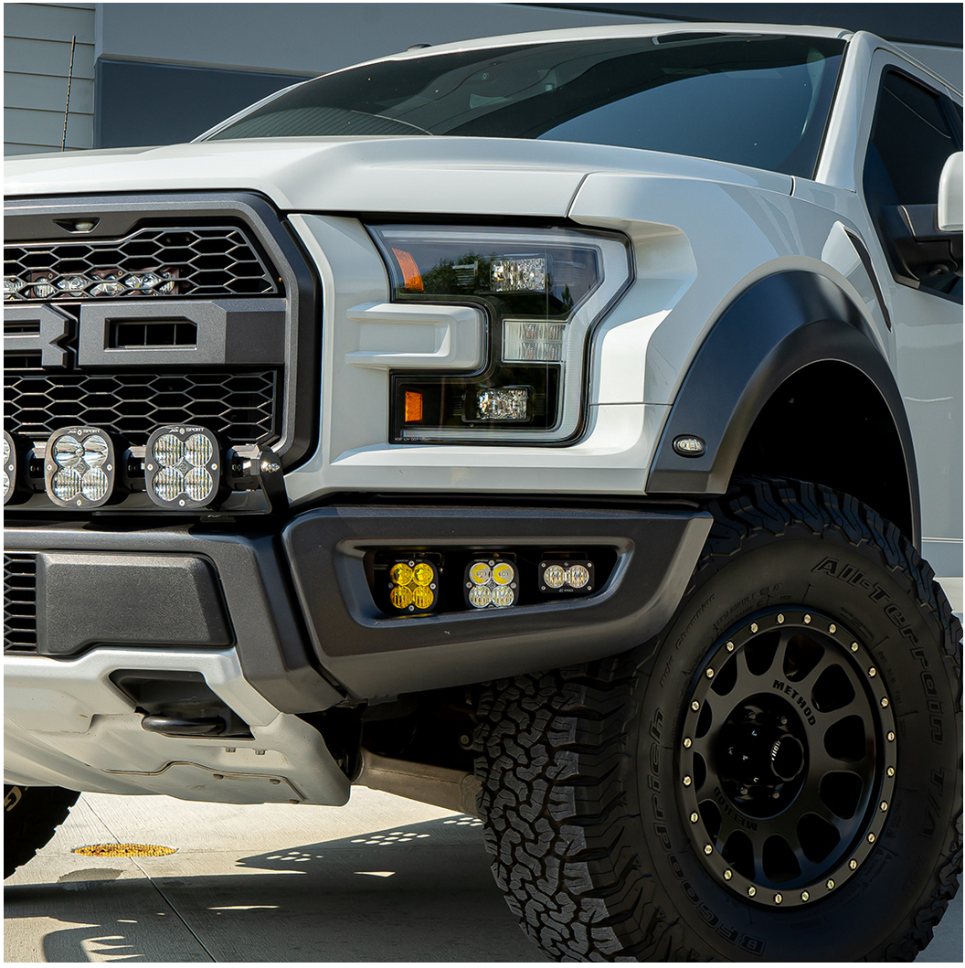 Raptor Fog Light Kit 17-18 F-150 Raptor Fog Pocket Kit Amber SAE Sportsmen Baja Designs