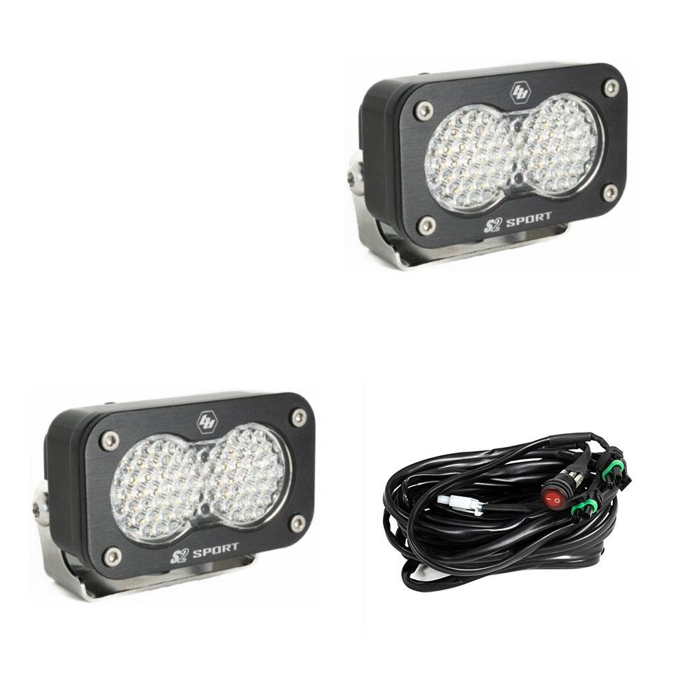 LED Work Light Clear Lens Driving Combo Pattern Pair S2 Sport Baja Designs