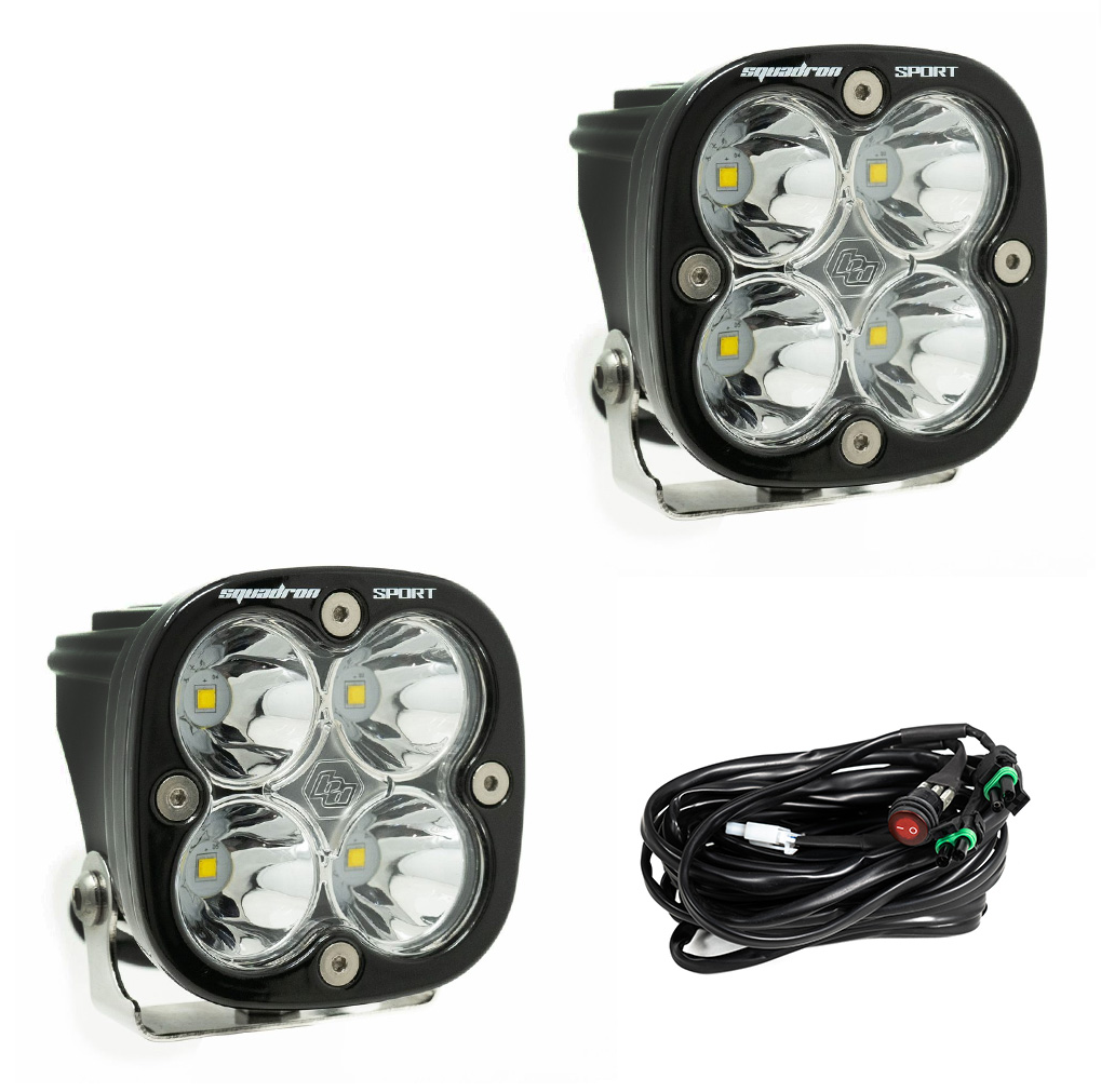 LED Light Pods Clear Lens Spot Pair Squadron Sport Baja Designs