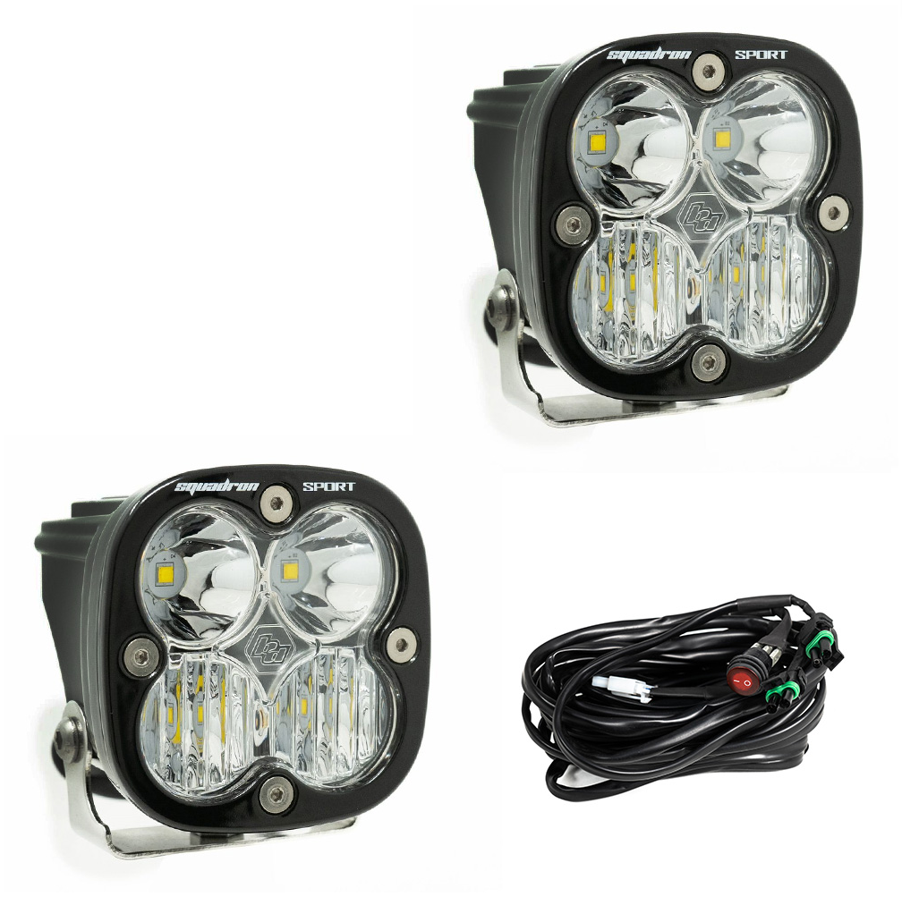 LED Light Pods Clear Lens Driving/Combo Pair Squadron Sport Baja Designs