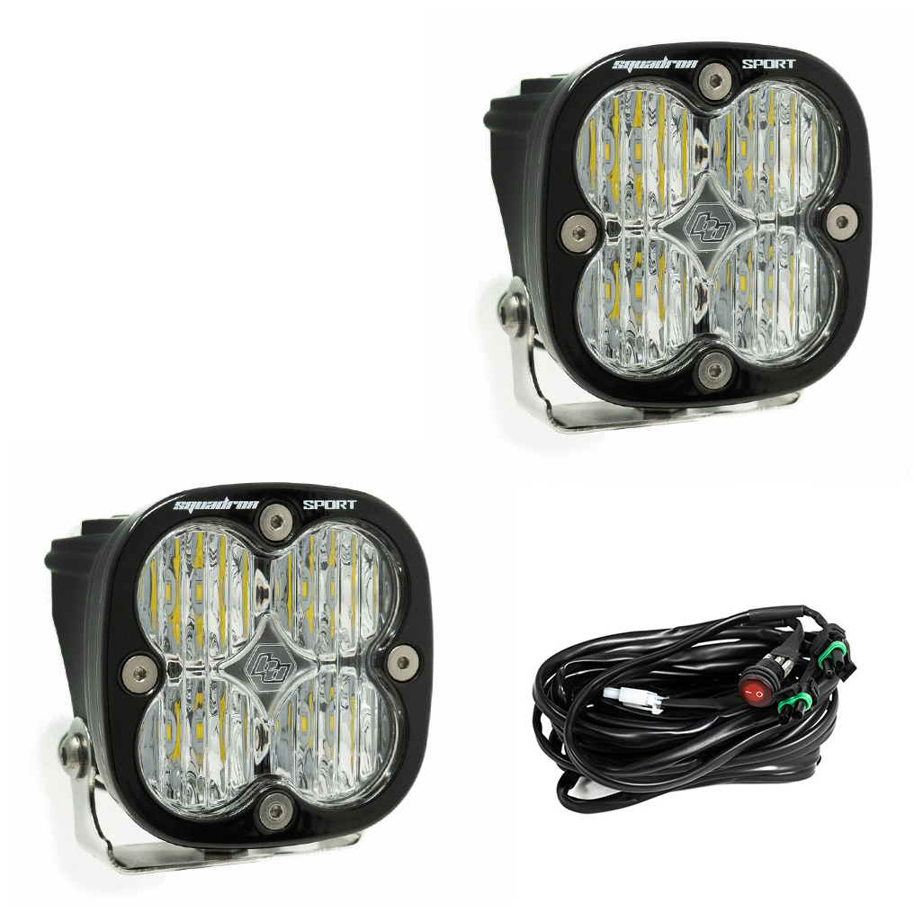 LED Light Pods Clear Lens Wide Cornering Pair Squadron Sport Baja Designs