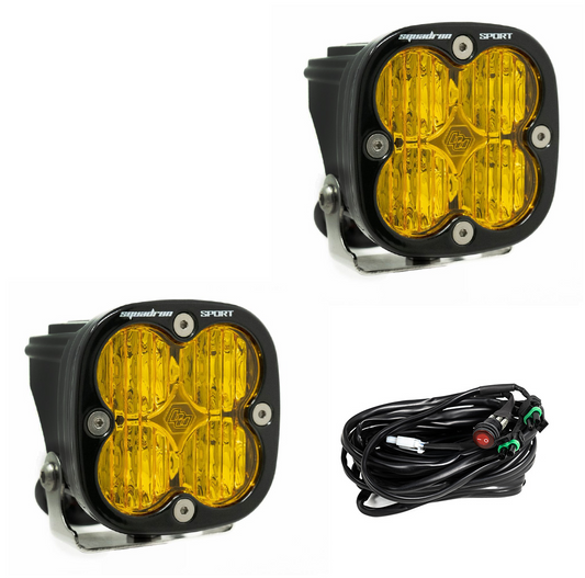 LED Light Pods Amber Lens Wide Cornering Pair Squadron Sport Baja Designs